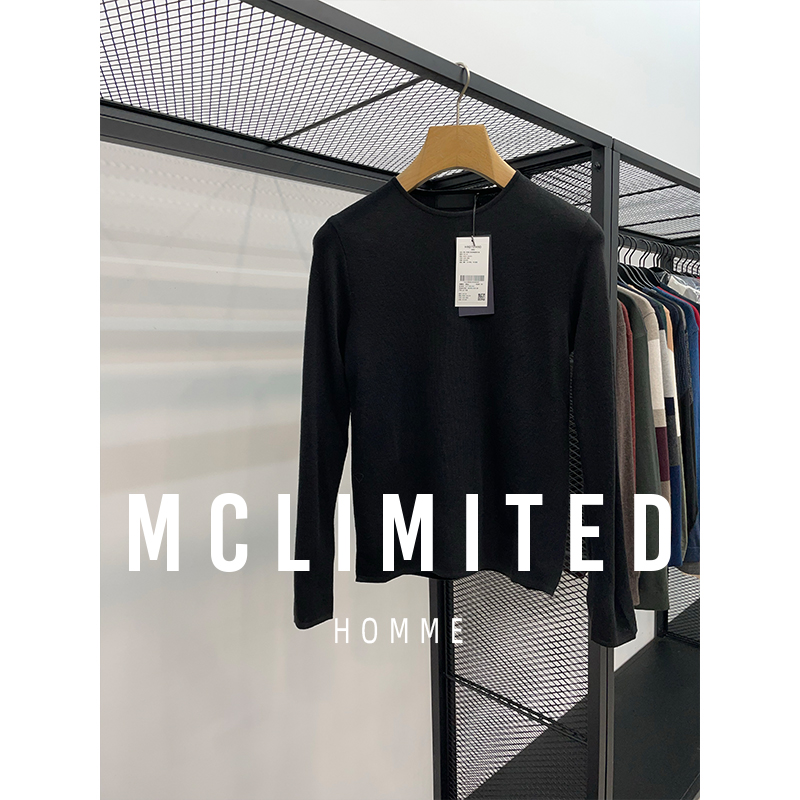 羊毛净版圆领打底男士针织衫