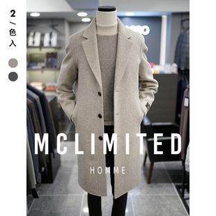 韓單 / 8%羊絨 西伯利亞鵝絨內膽 男士雙面手縫羊毛呢大衣 8031