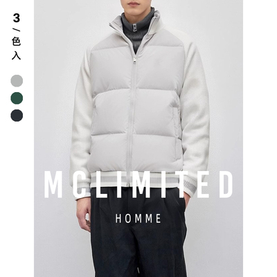 立领短款羊毛针织拼接羽绒服