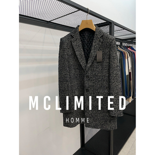 外套 单排扣毛呢西装 1XX 夹棉保暖格子羊毛大衣商务休闲中长款 男士