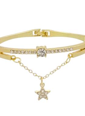 韩版时尚五角星镶钻手镯合金满钻手链开学礼物学生少女心ins手镯
