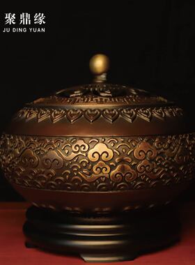 聚福香薰铜摆件檀香炉文化活动器物家居装饰佛堂饰品铜艺铜制手工