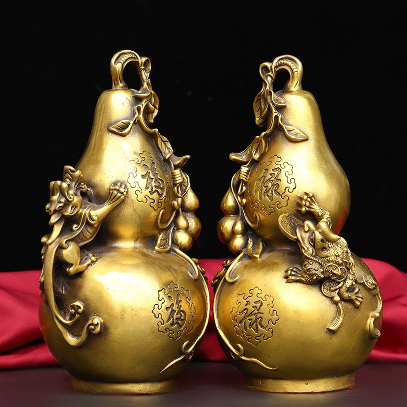 黄铜葫芦摆件福禄双全金蟾貔貅家居客厅玄关家居装摆件饰品工艺品