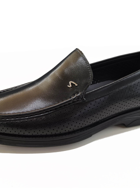 沙驰男鞋专柜同款正品2025夏季新款镂空打孔洞洞皮鞋78V5C2008-1