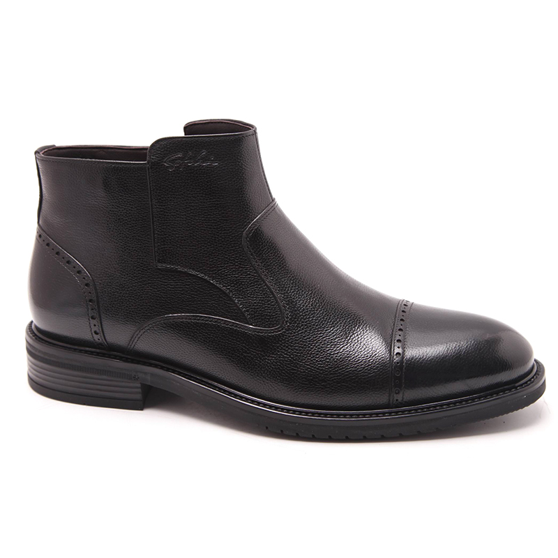 沙驰男鞋冬季高帮休闲皮靴加绒正装皮鞋男真皮三接头棉鞋商务短靴