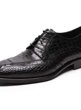 意大利进口沙驰男鞋2025新款鳄鱼纹商务正装系带皮鞋ISMT7A1399