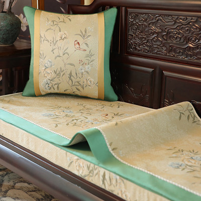新中式沙发垫套罩巾 红木实木坐垫123抱枕定制高端中国风防滑座垫