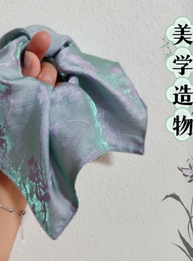 夏茉原创复古氛围感方巾发圈超大高级感大肠花轻奢新中式国风发圈