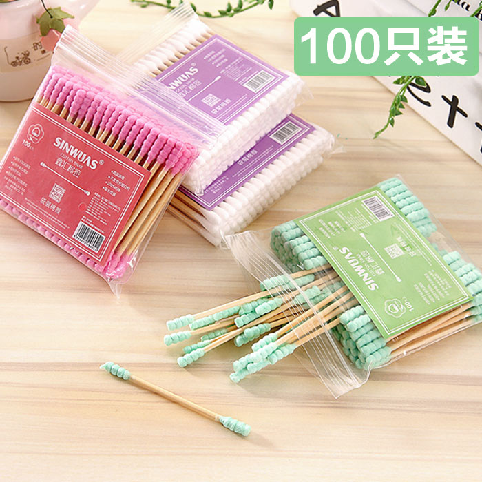 粉色少女心专属棉签双头竹棉棒