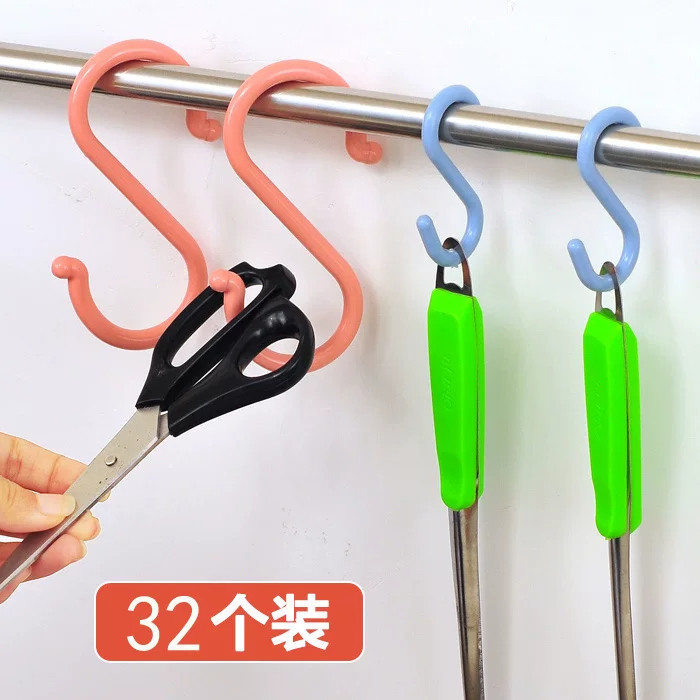 厨房门后无痕免钉S型衣帽挂钩