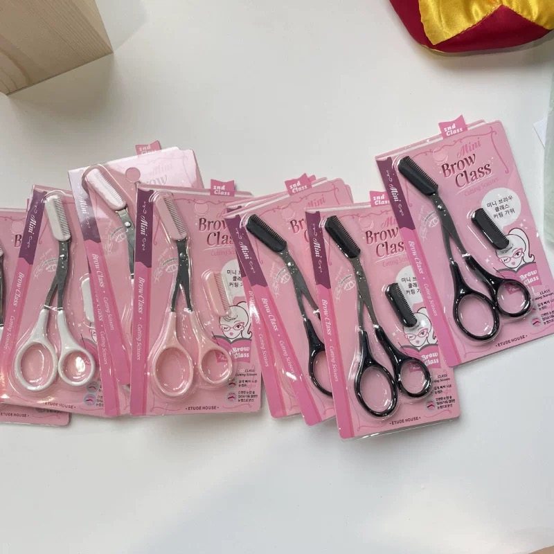 日本修眉剪刀带眉梳修剪器安全型女初学者工具套装新手修眉小剪刀