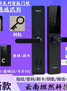 一握开家用简约防盗门黑色智能锁
