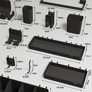 圆孔洞洞板配件通用6mm16孔距L挂钩收纳盒金属板置物架方盒手机架