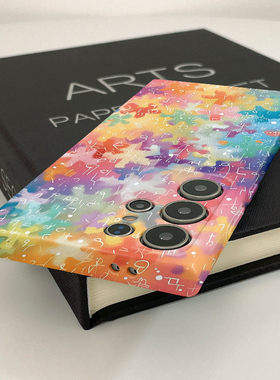 彩色抽象积木新款菲林壳s23+硬壳适用三星s24ultra华为OPPO苹果VIVO手机壳s22十/s21/a54/note10plus的保护套