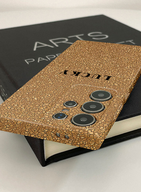 英文仿真软木新款菲林壳s23+硬壳适用三星s24ultra华为OPPO苹果VIVO手机壳s22十/s21/a54/note10plus的保护套