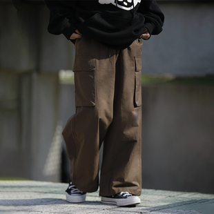 女潮 男宽松抽绳街头百搭阔腿直筒长裤 阿于呆日系多口袋束脚工装 裤