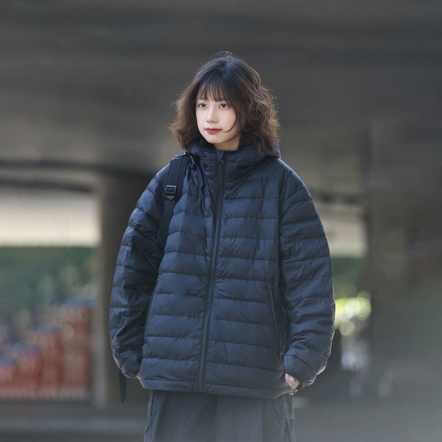 阿于呆拉链排骨90白鸭绒羽绒服