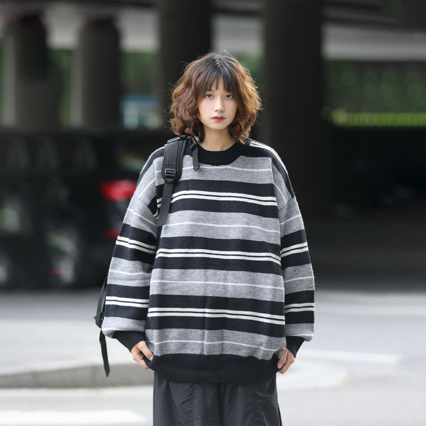 阿于呆原创日复古撞色条纹圆领毛衣男秋冬宽松重磅慵懒风针织衫女,男装,针织衫/毛衣,淘宝优惠券,粉丝福利购,淘宝优惠卷