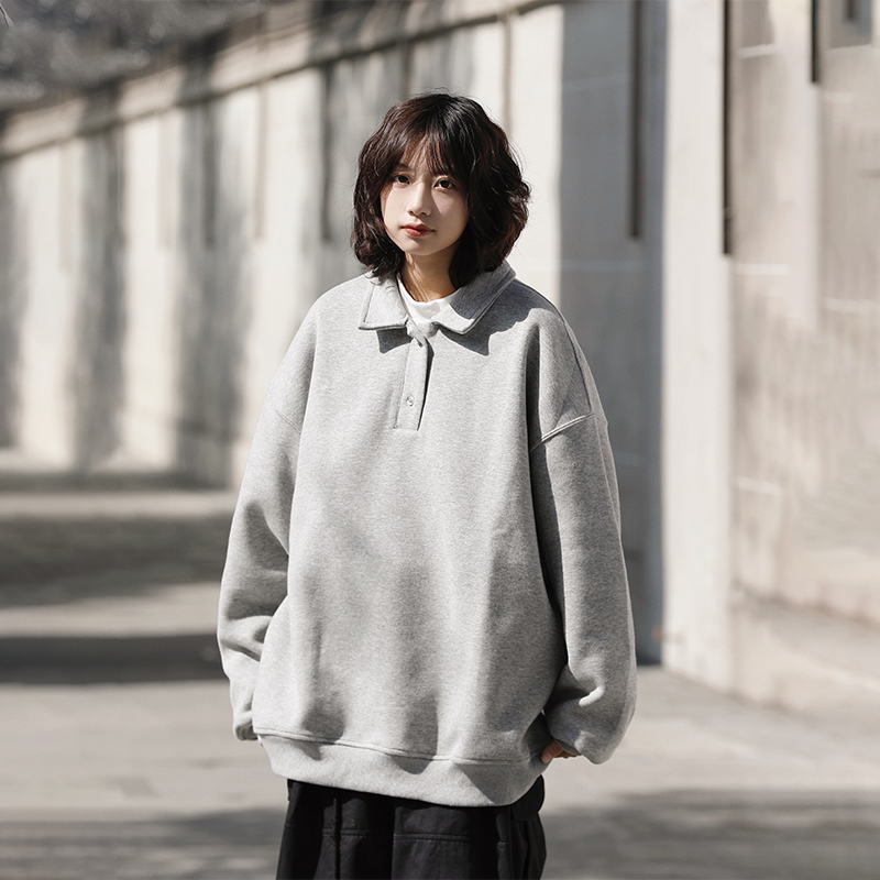 阿于呆日系简约420g重磅Polo衫