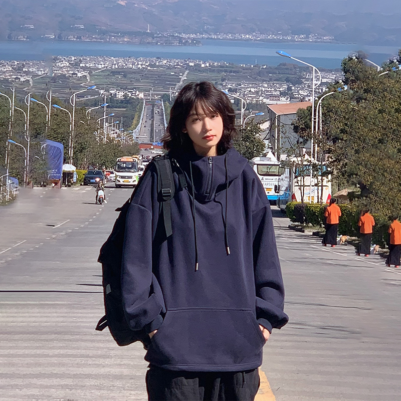 阿于呆日系摇粒绒套头连帽卫衣