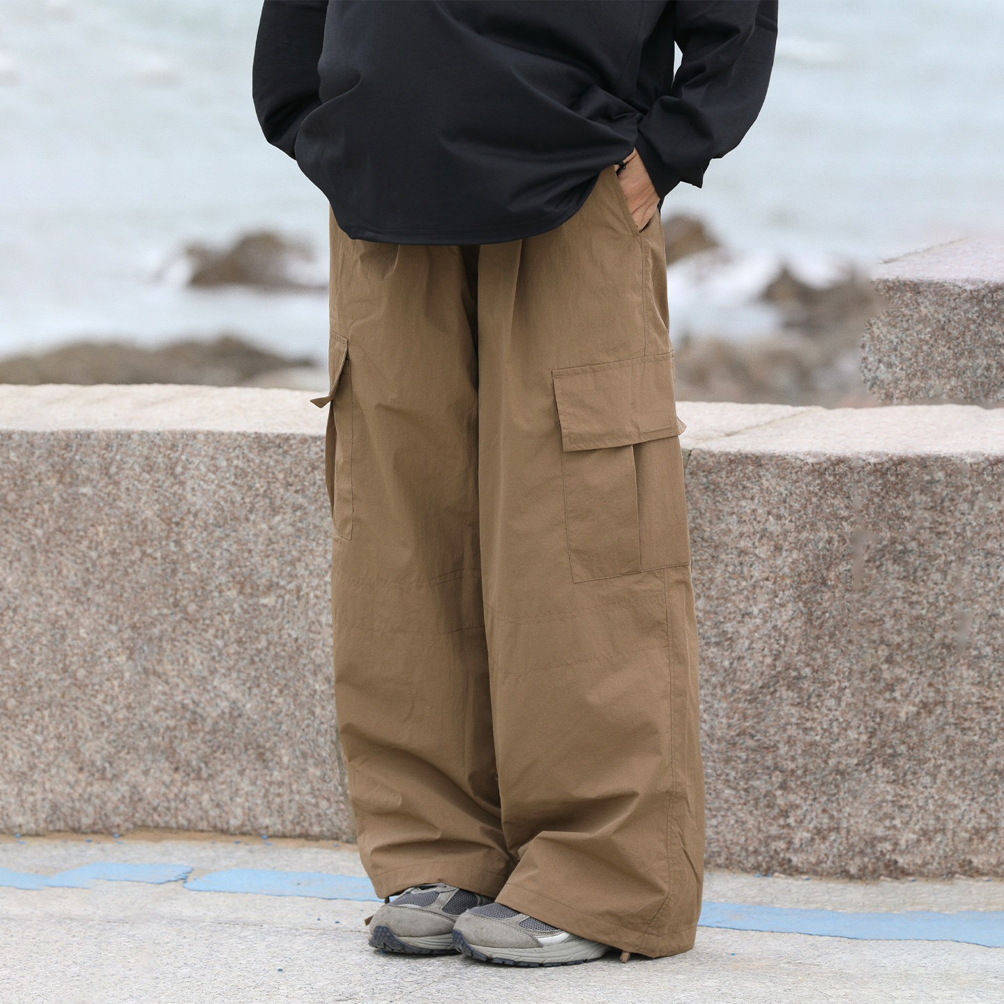 阿于呆日系复古松紧多口袋工装束脚裤男新款宽松阔腿运动休闲裤女,男装,休闲裤,淘宝优惠券,粉丝福利购,淘宝优惠卷