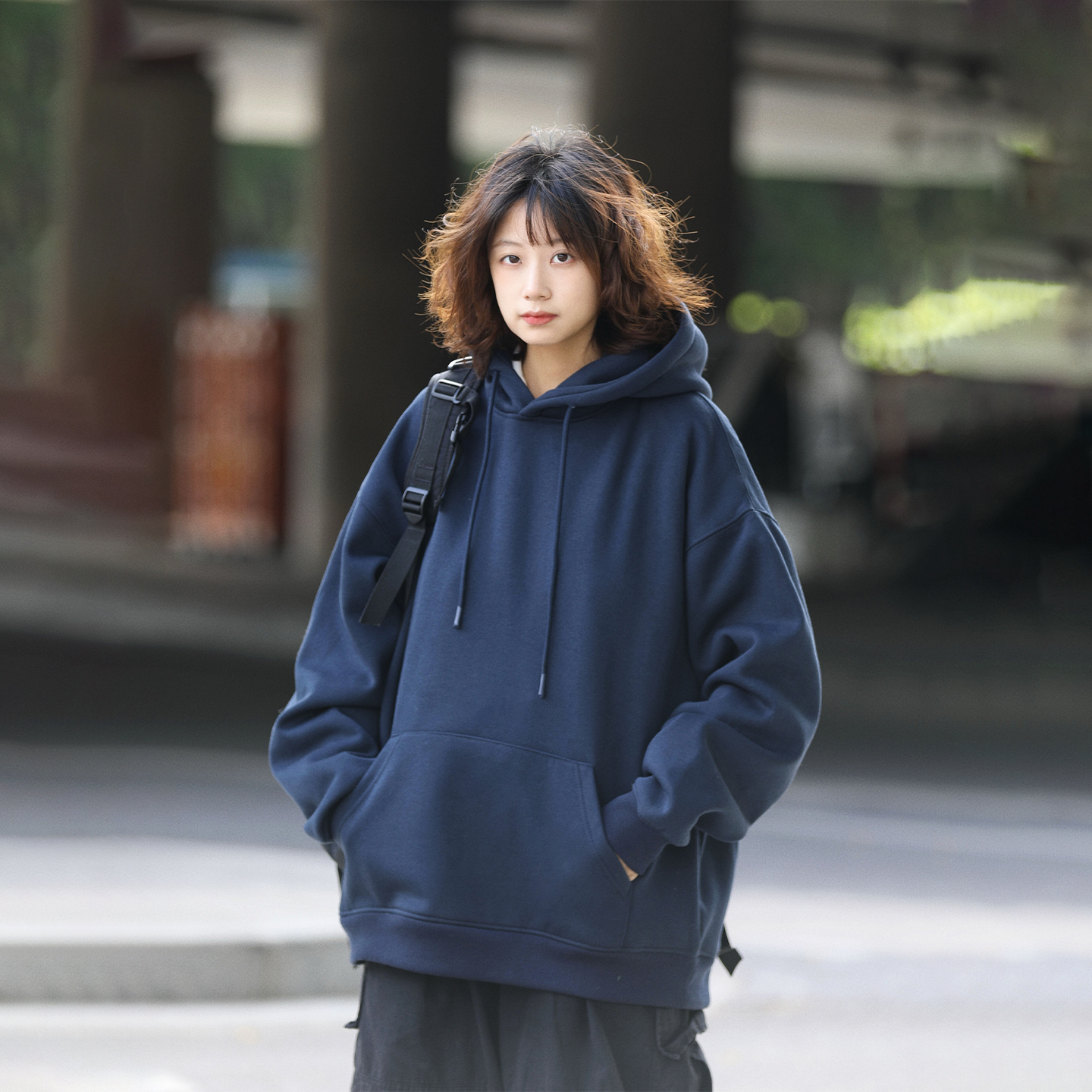 阿于呆日系460g重磅基础连帽卫