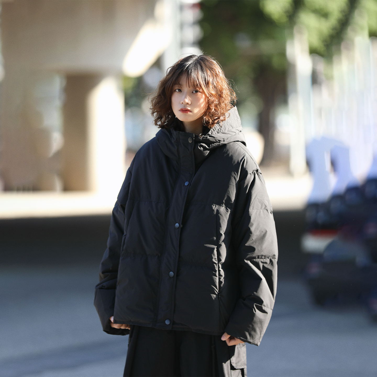 阿于呆美式连帽90白鸭绒羽绒服