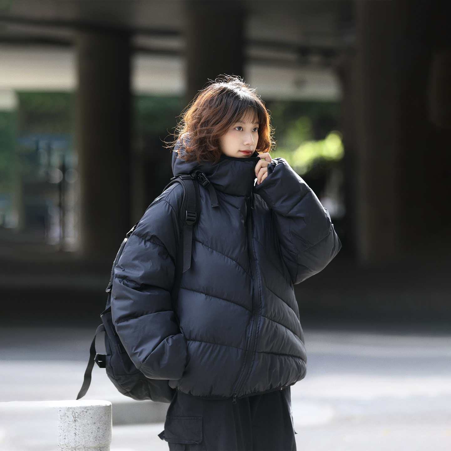 阿于呆美式斜拉链解构排骨服