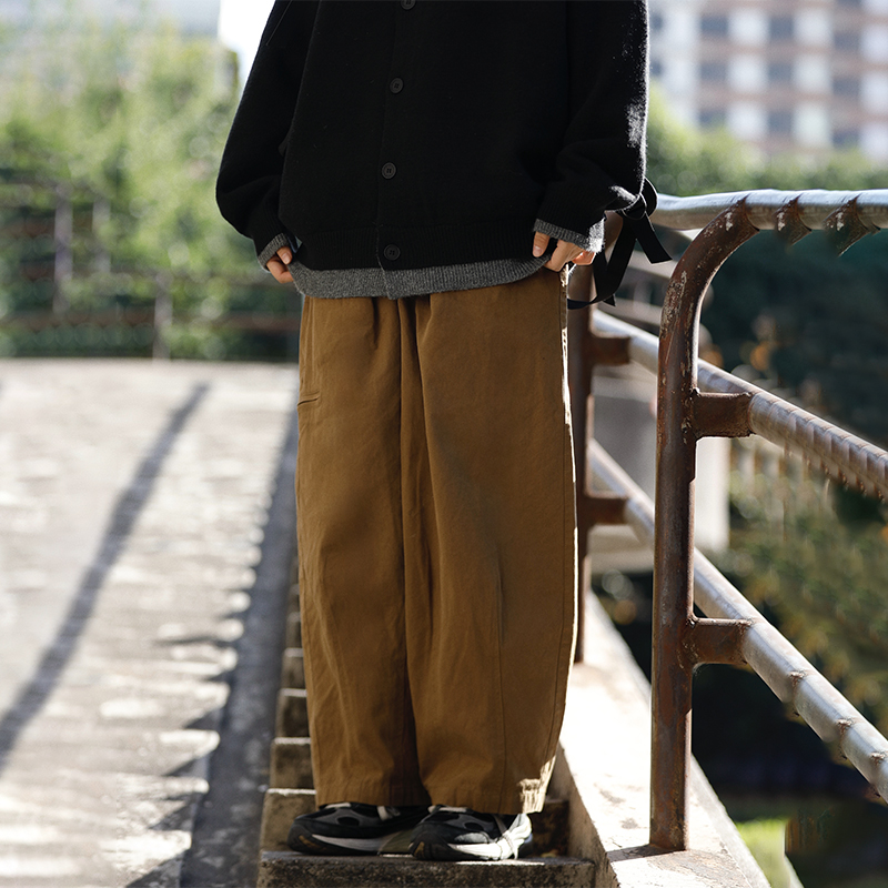 阿于呆长裤日系复古纯色休闲裤