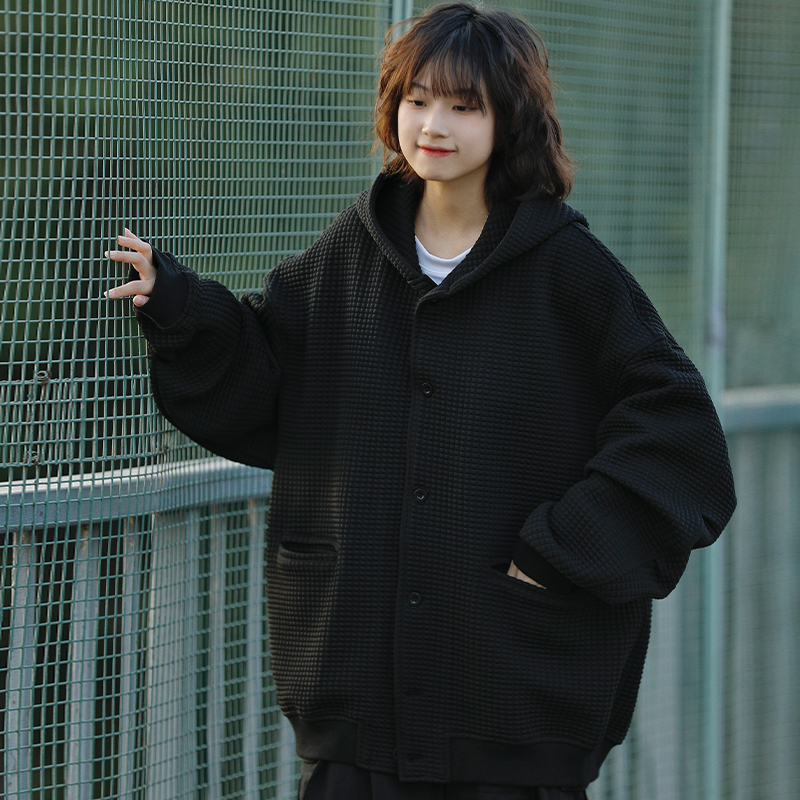 阿于呆复古华夫格外套