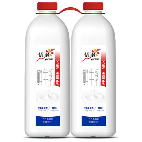 优诺鲜牛乳1.89Lx2瓶巴氏杀菌