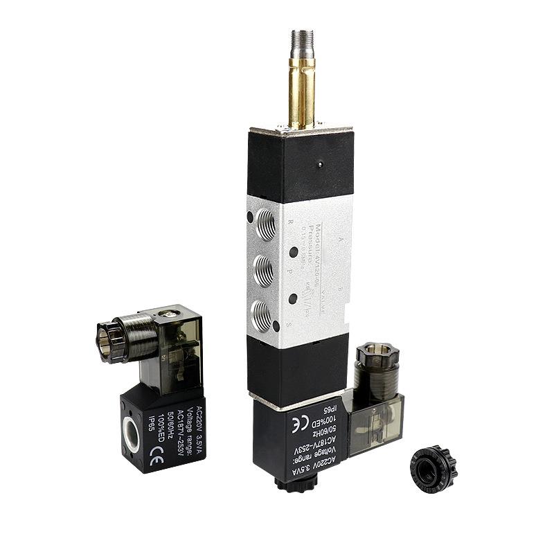 双头二位五通电磁阀双线圈4V220-08 4V320-104V420-15DC24V AC220