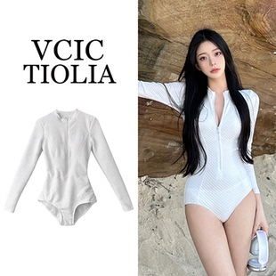 防晒专业冲浪潜水白色泳装 长袖 水母服 泳衣女2026年新款 刘亦菲同款