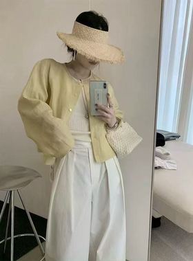 夏日清凉风 女士汉麻无领衬衣 25056