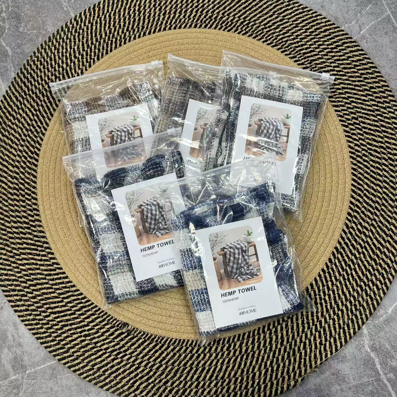 H汉麻色织蜂巢提花方巾M 福利特惠　34*34