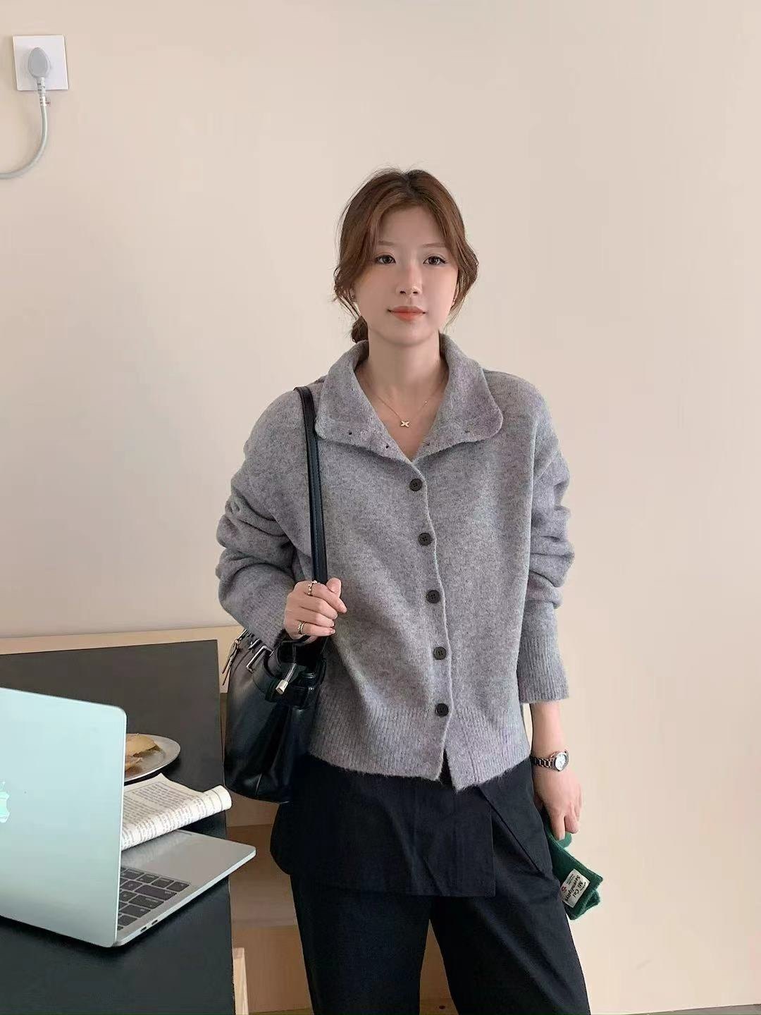 汉麻羊毛立领开衫 1969