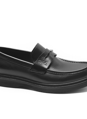 沙驰男鞋正品进口皮商务休闲鞋男士真皮一脚蹬乐福皮鞋ISMQ7B163