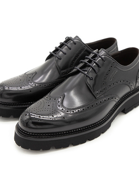 意大利进口沙驰男鞋2025新款商务休闲鞋布洛克正装皮鞋SX2A7B0235