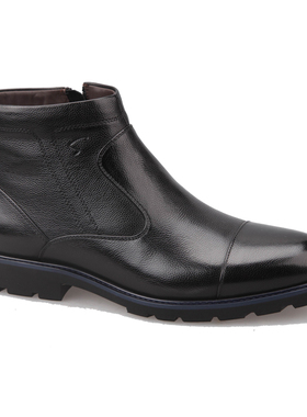 沙驰男鞋冬季高帮真皮皮鞋男士商务短靴休闲加绒保暖棉鞋马丁皮靴