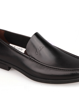 沙驰男鞋夏季商务正装休闲鞋男士单层一脚蹬真皮经典皮鞋软底透气