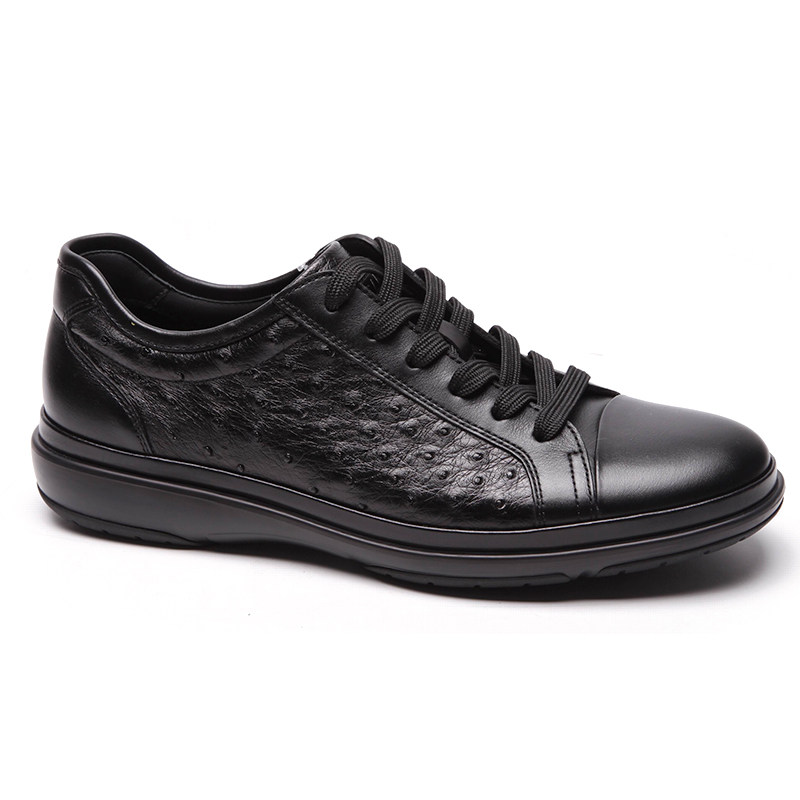 意大利进口沙驰男鞋2024秋新款真皮运动休闲鞋男士板鞋鸵鸟皮皮鞋