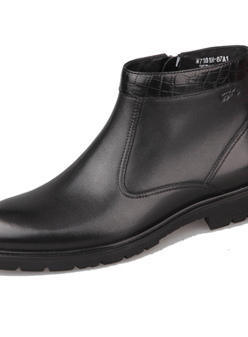 沙驰男鞋冬季高帮二棉鞋加绒皮靴切尔西马丁短靴男士真皮商务皮鞋