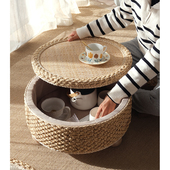 创意茶几收纳 阳台凸窗茶几 榻榻米小茶几 采购产品藤小茶几