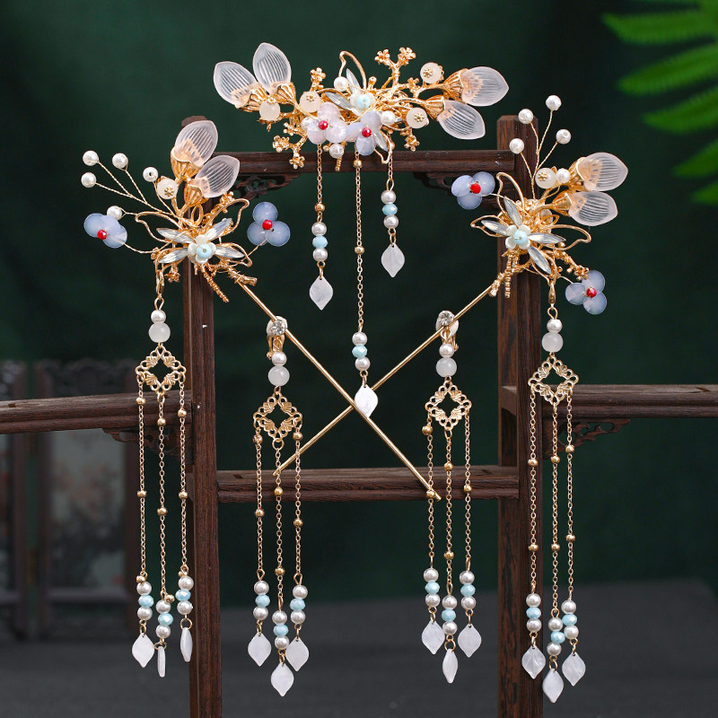 汉服头饰流苏簪子步摇全套仙气蜻蜓发簪套装古装配饰明制古风发饰