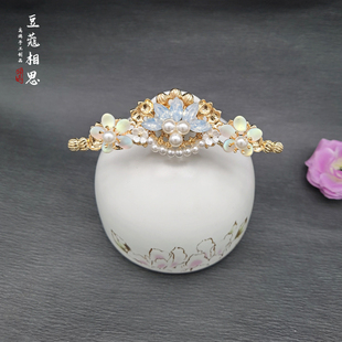 明制汉服头饰正凤发冠插梳发钗古风手工发簪发饰金色凤冠花朵配饰