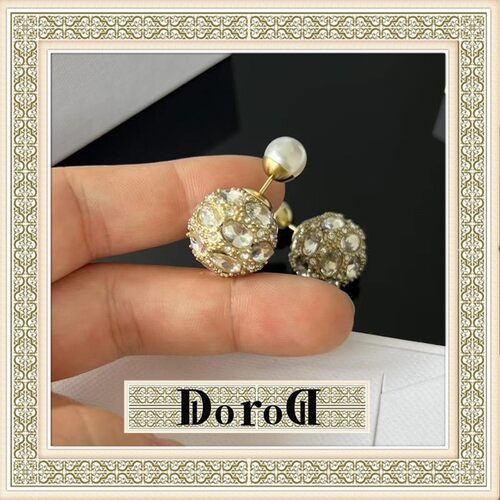 D L O R O L D家高定满钻圆球珍珠耳钉复古精致简约新款气质耳环