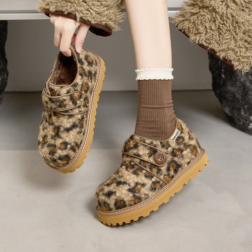 小羊轻奢小土豆2025秋冬新款厚底增高保暖加绒勃肯厚底毛毛棉鞋子