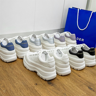 女真皮休闲鞋 增高松糕底运动鞋 女2025年春秋新款 麦昆达厚底小白鞋