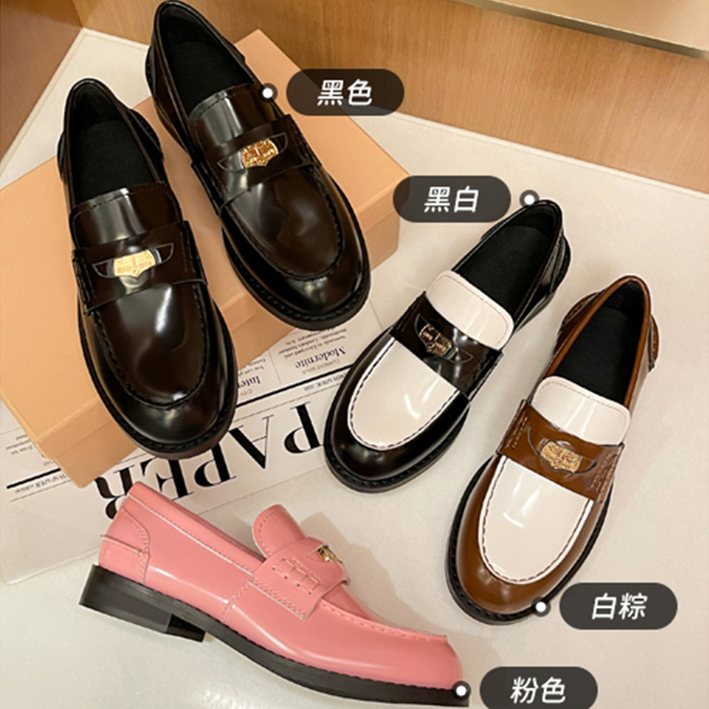 JE真皮乐福鞋女英伦风平底小皮鞋