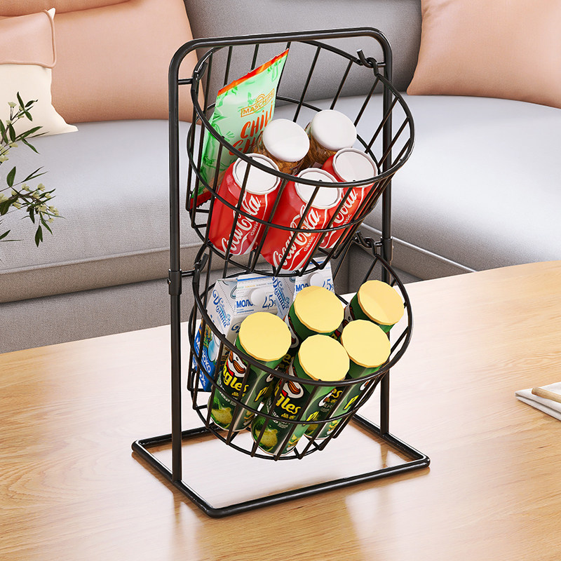 厨房台面置物架零食收纳筐双层圆篮收纳架青椒蔬果葱姜蒜收纳神器,收纳整理,收纳筐,淘宝优惠券,粉丝福利购,淘宝优惠卷